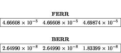 \begin{displaymath}\begin{array}{c} \\ \begin{array}{c} {\bf FERR} \\
\begin{ar...
...9 \times 10^{-8} \\
\hline \end{array} \end{array} \end{array}\end{displaymath}