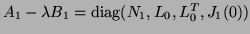 $A_1 - \lambda B_1 = {\rm diag}(N_1, L_0, L_0^T, J_1(0))$